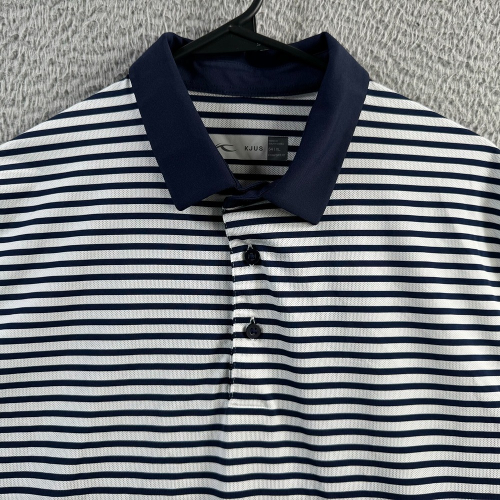 KJUS Shirt Mens XL Blue Luis Striped Polo Performance Stretch Golf Breathable